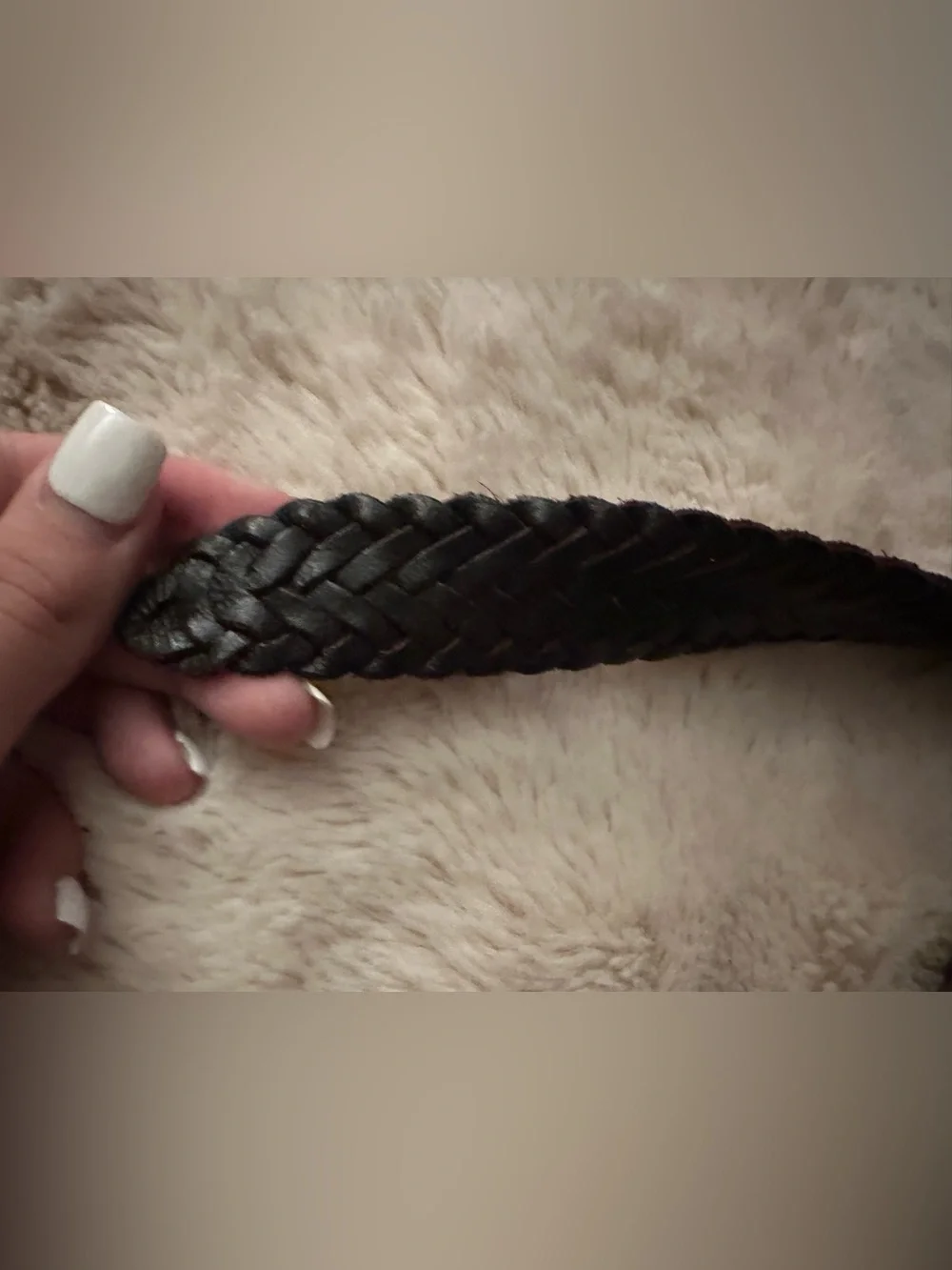 Genuine leather Dark Brown Braided Belt with Antique Brass Buckle